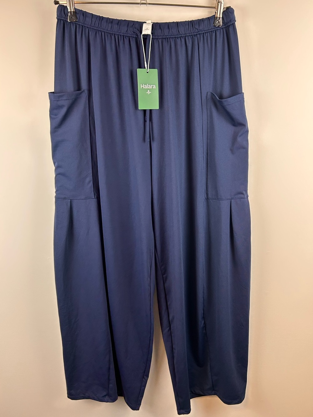 Halara NWT Wide Leg Cargo Pants Navy High Rise Pockets Size L
